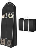 MISSLO 70" Wedding Dress Garment Bag with Bride Tote Bag 8'' Gusseted Wedding Dress Bags for Gowns Long 4 Pockets Dress Cover for Women, Black