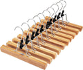 HOUSE DAY Wooden Pants Hangers 20 Pack, Non Slip Wood Skirt Hangers, Smooth Finish Wood Jeans Hanger, Clamp Hanger for Skirts, Slacks, with 360° Swivel Hook