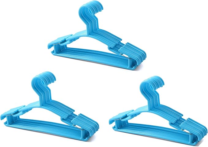 YYaaloa Kids Clothes Hangers Baby Clothes Hangers Childrens Plastic Infant Hangers Very Durable Kids Hangers Toddler's Hangers for 1inch Closet Rod (Blue 30pcs)