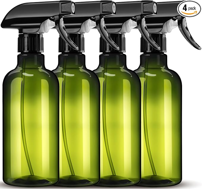 DIYSELF 4 Pack Spray Bottle for Cleaning Plastic Spray Bottles 16 oz 500ml Squirt Bottles for Liquids Spray Bottles for Cleaning Empty Plastic Spray Lab Weighing Bottles for Home Garden (Green)