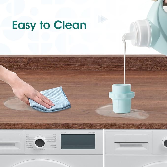 Washer Dryer Countertop, 27.5" Depth x 54" Width, Washer Dryer Wood Top for Laundry Room Organization, Melamine Countertop with Edge Rails
