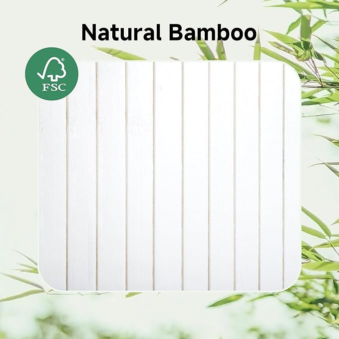StorageWorks Laundry Hamper with Lid, Foldable Bamboo Laundry Basket, Clothes Hamper with Handles, Organizer and Storage for Laundry Room, Bedroom, Dorm, White