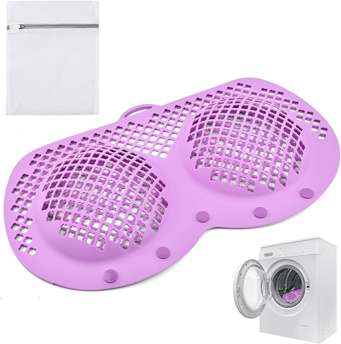 Silicone Bra Washing Bags for Laundry + Mesh Laundry Bags - Reusable Delicates Laun dry Bag with with Snap Buttons (A-D Cups) for Bras, Underwear & Swimwear (COLOR:purple)