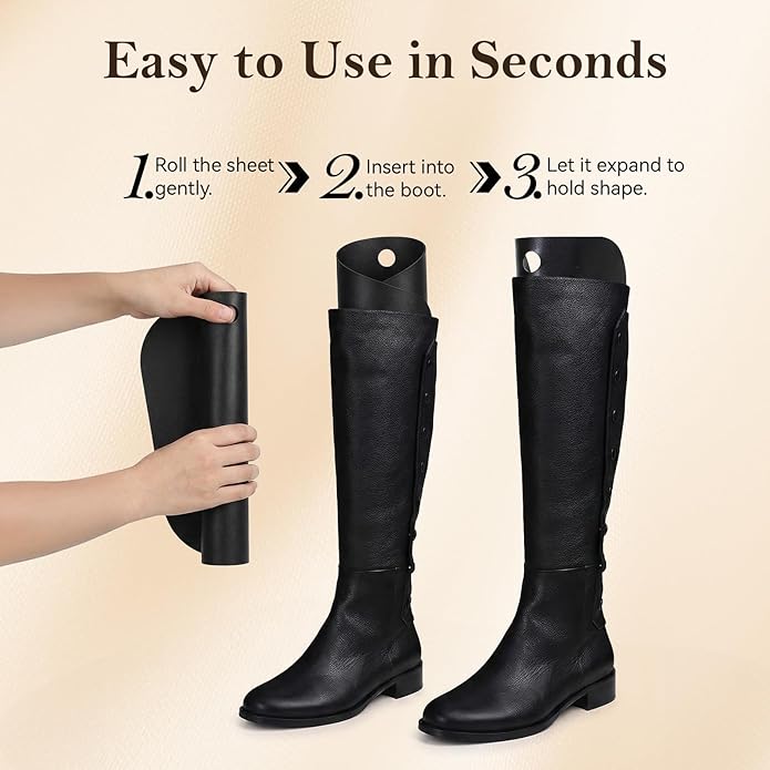 30 Pieces (15 Pairs) Boot Shapers, Form Inserts Keeper Black Tall Boots Support Holders for Women and Men to Keep Shape