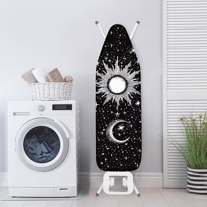 Flashideas Gothic Sun Moon Ironing Board Cover with Hook and Loop Adjustable Fasteners Ironing Board Covers Protective Scorch Resistant Universal Fit Easy Install Clean