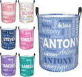 Custom Name Laundry Basket, Personalized Collapsible Laundry Hamper with Name for Bathroom Bedrooms, Customized Dirty Clothes Hamper Storage Basket Gifts for Kids Boys Girls Baby Men Women