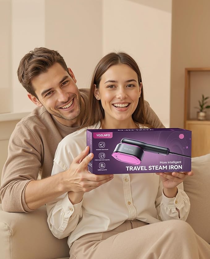 Travel Steamer for Clothes Portable: 2-in-1 Mini Handheld Garment Steamer Iron - 15s Heat Up & 5 Adjustable Steam - Large Ceramic Panel - 110-120V
