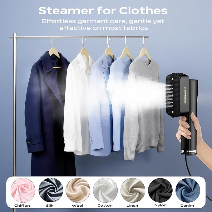 Travel Steamer for Clothes: 1000W Portable Clothes Steamer Handheld & Iron 2 In 1, Fast Heat Up with 4 Modes, Compact & Powerful Garment Steamer for Quick Wrinkle Removal, 110-120V
