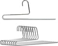 Mawa by Reston Lloyd Reverse Hook Trouser Series Non-Slip Space-Saving Clothes Hanger with Single Rod for Pants, Style KH/35U, Set of 10, Silver