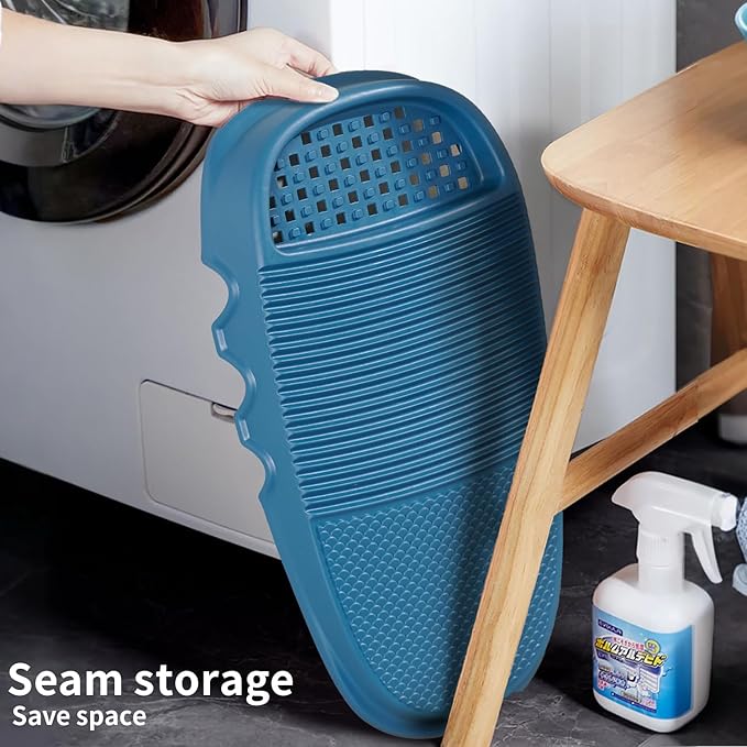 Portable Hand Wash Board with Soap Holder - Durable Plastic Laundry Scrubboard, Compact Clothes Cleaning Tool for Home, School, Dormitory & Travel - Blue