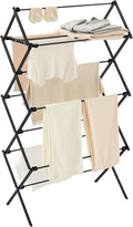 SONGMICS Foldable Clothes Drying Rack, Laundry Drying Rack, Clothes Airer, Steel Frame, 14.6 x 29.5 x 53.2 Inches, Easy Assembly, Indoor Outdoor Use, Black ULLR770B01
