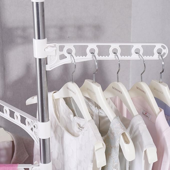 BAOYOUNI Ivory Hook Accessories Clothes Hanger with Screw & Chuck for Tension Pole Clothes Drying Rack, Laundry Stand Shelf 1-Piece