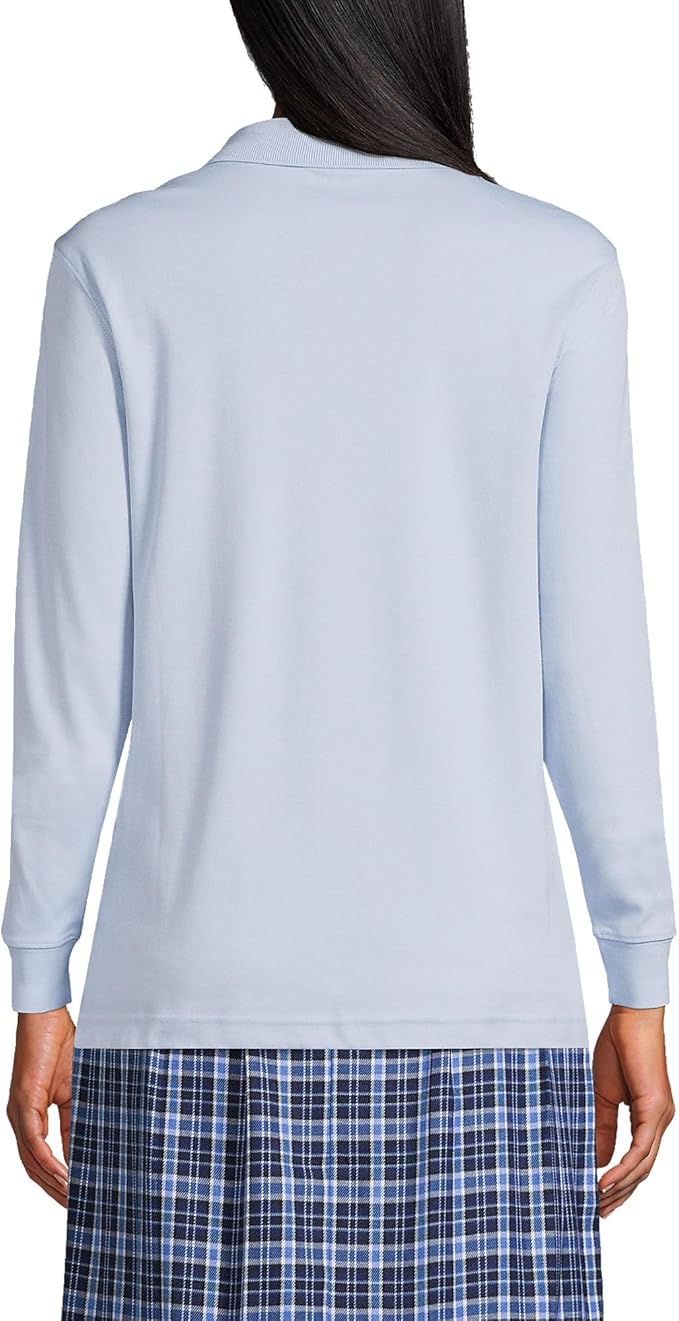 Lands' End School Uniform Kids Long Sleeve Interlock Polo Shirt