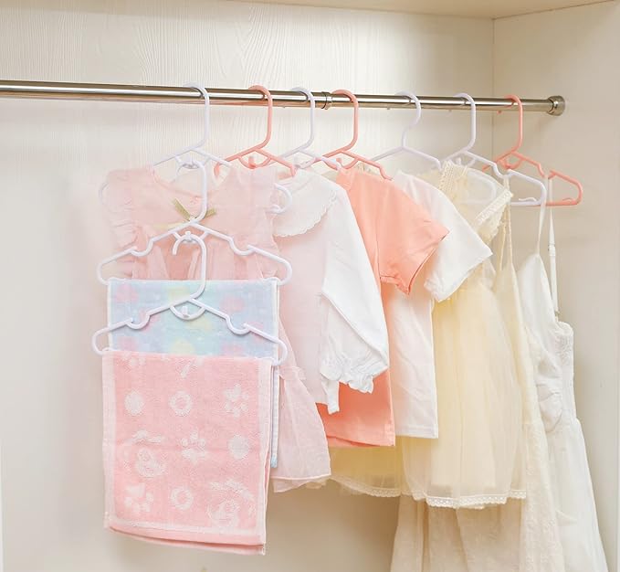 40pcs Grey Baby Nursery Closet Hangers,Non-Slip Laundry Infant Pant Hanger for Newborn Clothes,Stackable Hangers,Save Space Ultra-Thin Child Coat Hanger for Girl Boy Toddler Kids