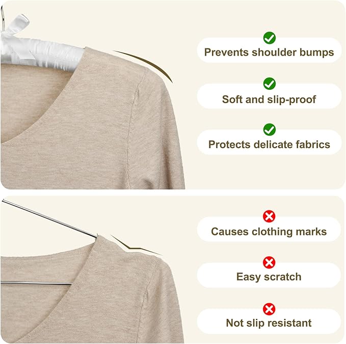 HOUSE DAY Satin Padded Hangers for Women 4 Pack 17 Inch No Shoulder Bump Bride Hanger for Sweaters, Dresses, Clothing, Weddings, Lingerie（White）