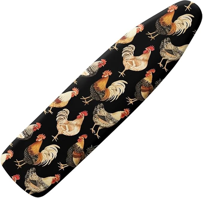 Rooster Chicken Standard Boards Ironing Pad Covers Reflects Heat Resist Staining Soft Fabric Iron Board Cover with Elastic Edge & 3 Hooks and Loops Fall Thanksgiving Decor