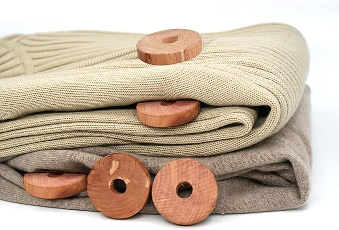 Cedar Fresh Red Cedar Wood Rings for Hangers | Set of 24 Brown