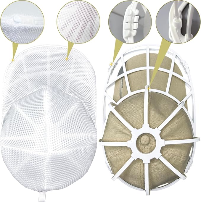 Hat Washer Cage for Washing Machine, Cap Washer with Mesh Bags Baseball Caps Cleaner/Cleaning Protector Cage