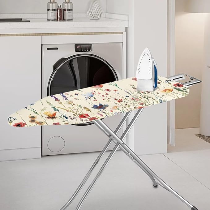 Vintage Flower Iron Board Cover with Padding Stantard Size 15x54 inch Ironing Board Cover Hook and Loop Fasteners Pressing Cloth for Ironing
