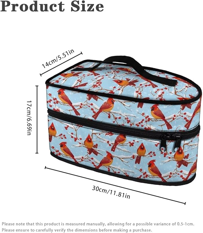 Christmas Bird Iron Portable Storage Bag Fits for Accessories Travel Irons Reusable Colorful Clothes Iron Storage Case with Zipper Closure