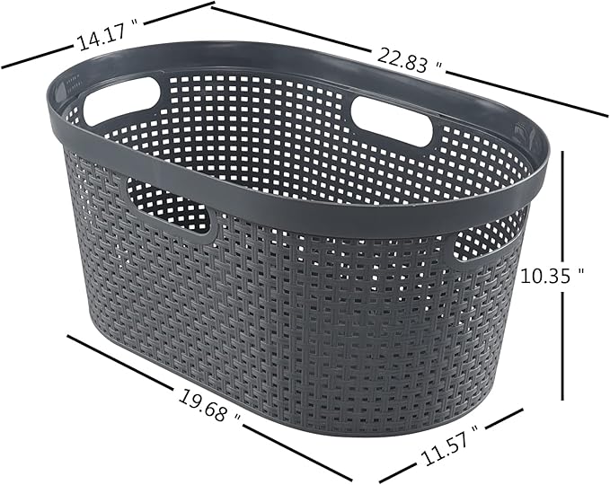 Pekky 4 Pack Laundry Basket with Cutout Handles, 40 L Plastic Hampers for Laundry