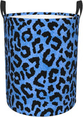 Blue Leopard Round Laundry Hamper Storage Basket Toys Clothes Organizer Bin For Home Bathroom Bedroom Dorm Nursery, 38l