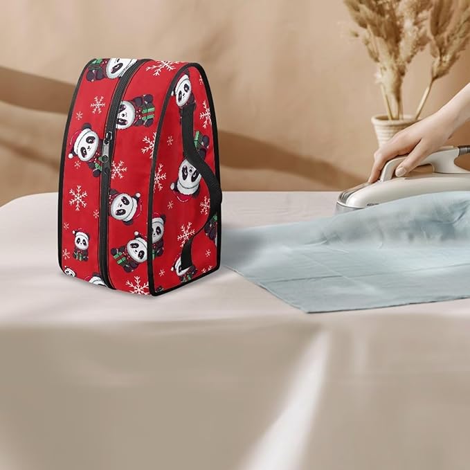 Christmas Gift Panda Iron Storage Bag with Zipper Handle Fits Outing Cute Colorful Steam Iron Storage Case for Travel or Storage