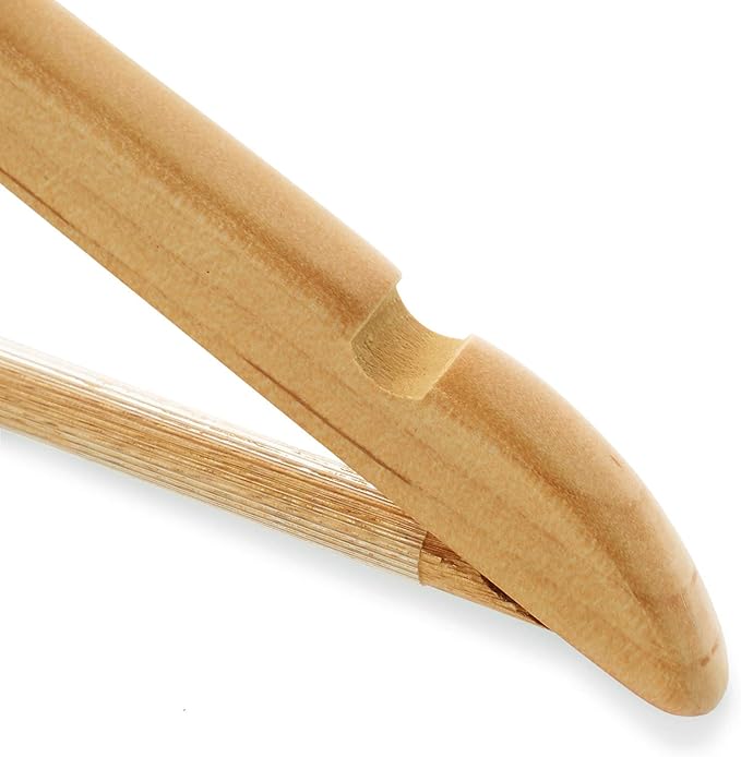 Casafield - 20 Natural Wooden Suit Hangers - Premium Lotus Wood with Notches & Chrome Swivel Hook for Dress Clothes, Coats, Jackets, Pants, Shirts, Skirts