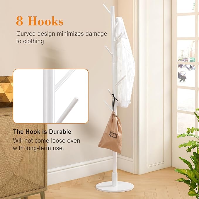 VECELO Coat Rack Freestanding, Entryway Hanger Stand, Umbrella Holder