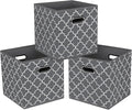 Fabric Cloth Storage Bins,Fabric Cube Organizer with Dual Handles Foldable Cube Storage Baskets for Home Bedroom Storage,Set of 3,(Gray Light)