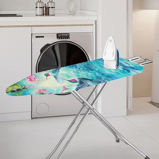Flashideas Hummingbird Ironing Board Cover and Pad 15x54 Inch Standard Ironing Board Cover with Elastic Edge and Hook and Loop Fasteners Scorch and Stain Resistant Cotton