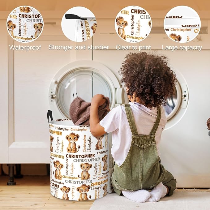 Custom Name Laundry Hamper, Personalized Laundry Basket with Name for Baby Boys Girls, Customized Collapsible Dirty Clothes Hamper Storage with Handles for Bedroom Bathroom Dorm Room Decor