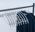 16.5 Inch Pack of 20 No Shoulder Bumps Non-Slip Rubber Coating Contour Metal Hangers, Sweater Hanger, Suit Hanger with Pants Bar (Silver)