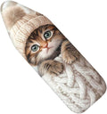 Nuxovilar Cute Kitten in Knitted Outfit Ironing Board Cover, 15×54inch, This Cover Fits Most Standard Boards, Dust - Proof Ironing Accessory for Home Decoration