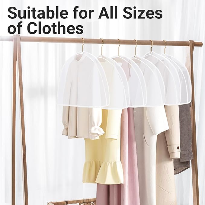 Shoulder Covers for Hanging Clothes, 24x12x2 inch, Pack of 32, Shoulder Cover for Closet Storage, Breathable Clear Plastic Clothes Cover for Hanging T Shirt, Suit, Coat, Jacket, Dress, Gown