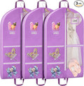 Univivi Dance Garment Bags for Dancers, 3" Gusseted Garment Bags for Dance Costumes with 5 Pockets, 40" Dance Garment Bag with Puppy Pattern for Dance Competitions and Travel, 3-Pack (Purple)