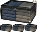 Fixwal 60L Blanket Storage Bags 4 Pack Clothes Storage Bins Foldable Thick Closet Organizers Storage Containers with Reinforced Handle for Clothing, Blanket, Comforters, Pillows(Black,PVC)