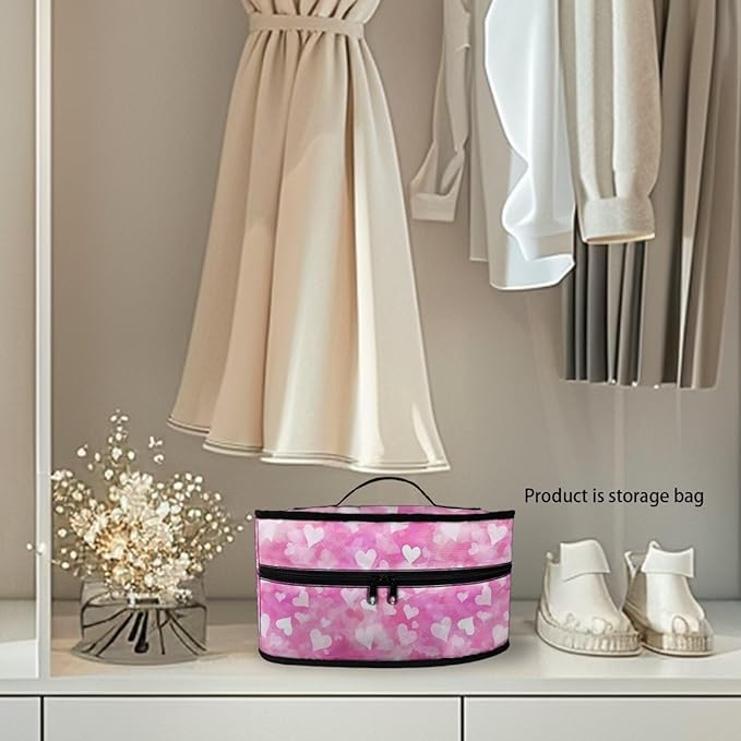 Pink Hearts Tie Dye Travel Iron Storage Box Stylish Portable Protective Carrying Bag Full Size Irons Tote Bags Reusable Steamer Storage Bags Home Thanksgiving Day Decoration