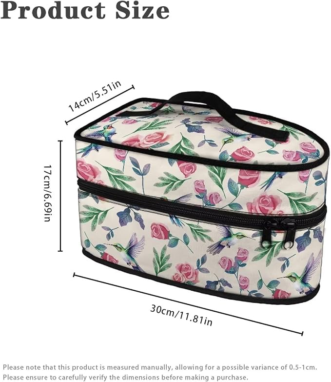 Pink Roses Iron Portable Storage Bag for Travel,Floral Fade Resistant Protective Carrying Bag Compatible with Full-Size Iron with Handle Zippered Bag,Case Only
