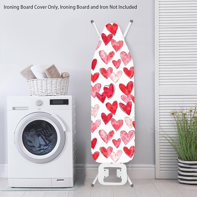 Love Red Heart Ironing Board Cover 15″x54″ Valentines Day Ironing Pad Covers with Elastic Edge Scorch Resistant for Ironing Board for Women