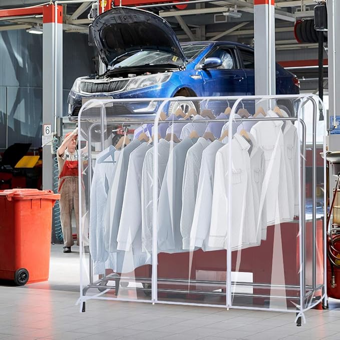 Garment Rack Cover,5Ft Transparent PEVA Clothing Rack COVER ONLY, Clear Clothes dustproof Waterproof Cover