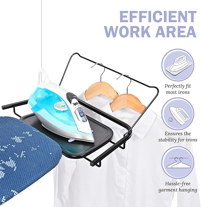 APEXCHASER Ironing Board Full Size with Iron Rest, Metal Panel Iron Board with Heat & Scorch Resistant Cover, Adjustable Height Heavy Duty Ironing Board, for Home, Dorm, 18 x 51 Purple
