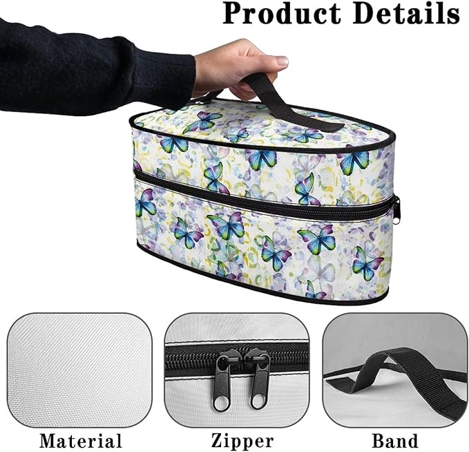 Rchsmod Butterfly Print Steam Iron Case Portable Travel Steamer Carrier Bag with Handle Handheld Iron Storage Case Iron Accessories, Case Only