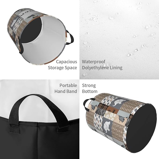 Jungle Animal Personalized Laundry Basket Name Clothes Hamper with Handles Waterproof Laundry Storage Baskets for Bedroom Bathroom Decor.