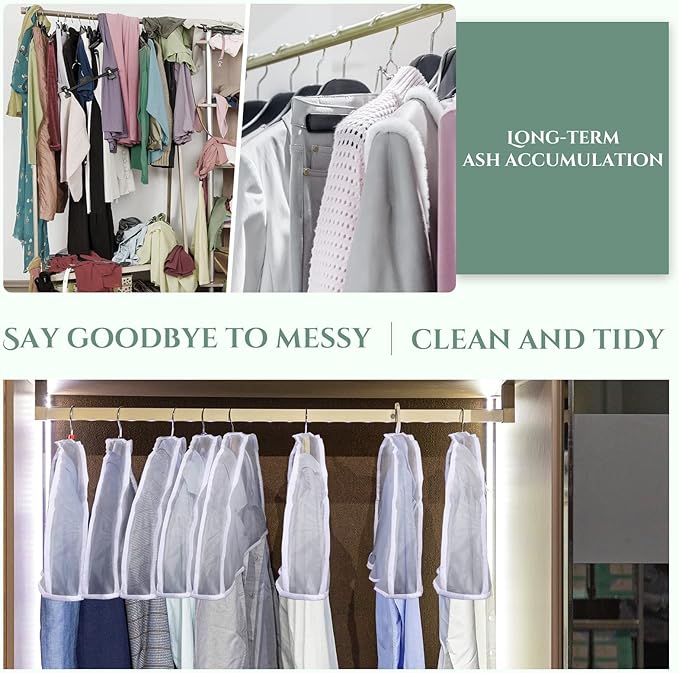 Chumia 50 Pieces Clear Shoulder Cover for Clothes Closet Bulk, Plastic Hanger Covers for Hanging Clothes Shoulder Garment Dust Cover Protectors for Men Women Suit Coats Jackets Dress(24'' X 12")
