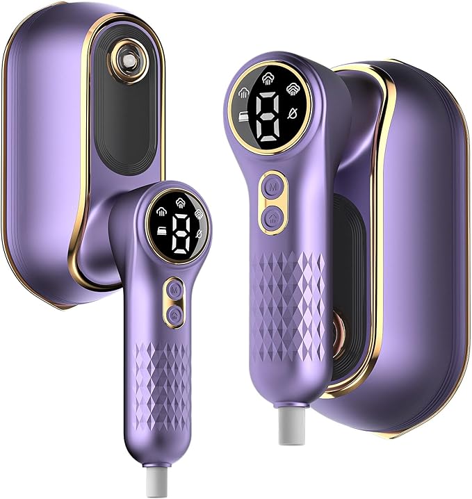 Portable Travel Steamer, 1200W Handheld Fabric Steamer for Clothes, 4Modes with LCD Display, Powerful Wrinkle Remover for Home & Travel, 150ml Water Tank, 10S Fast Heat-Up, 180°Swivel Handle, Purple