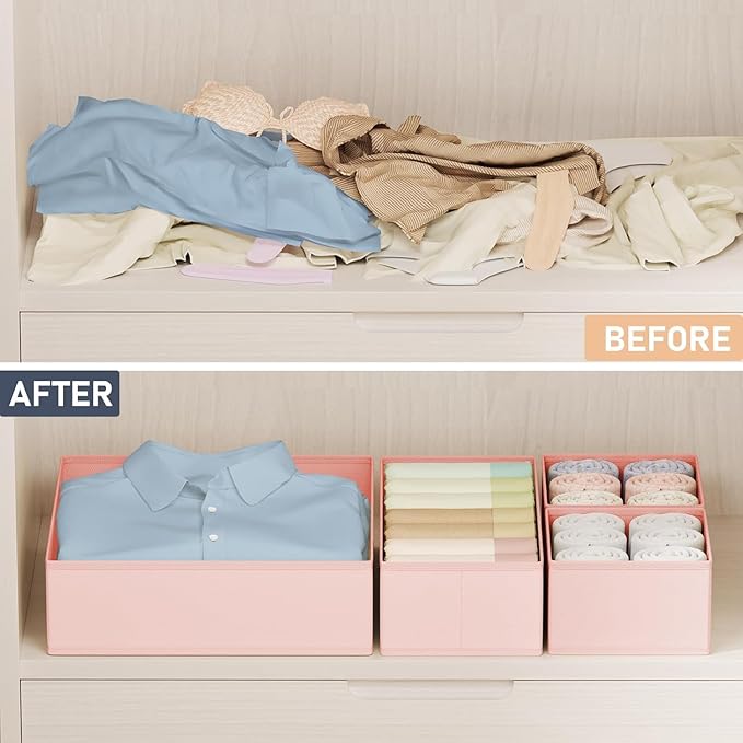 DIMJ Drawer Organizer Clothes Storage - 28 Pack Baby Dresser Organizer for Nursery, Small Fabric Closet Drawer Organizer Bins for Underwears Socks, Foldable Storage Dividers Organization for Bedroom