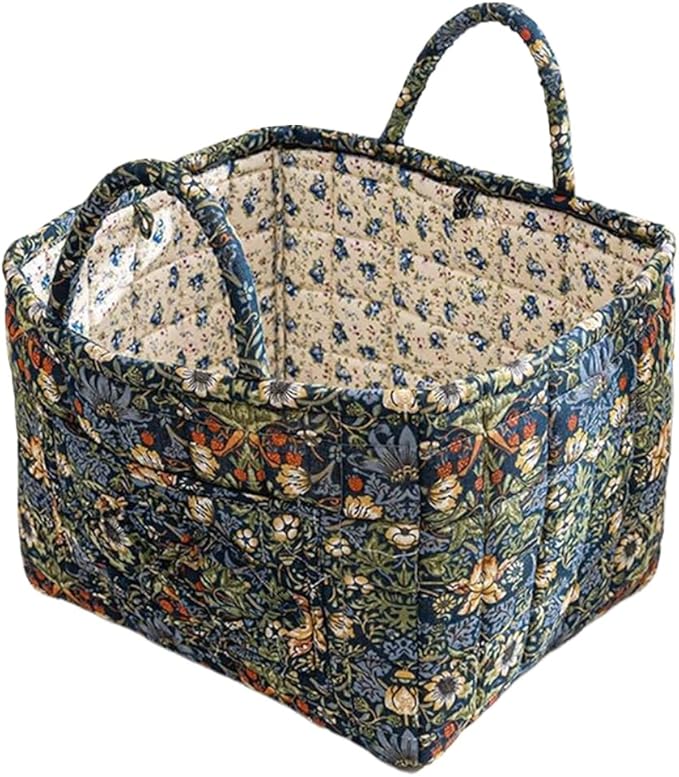 Floral Fabric Storage Basket Car Interior Storage Basket Underwear Sundries Laundry Baskets Supplies Home Organizer Bag (style 5)
