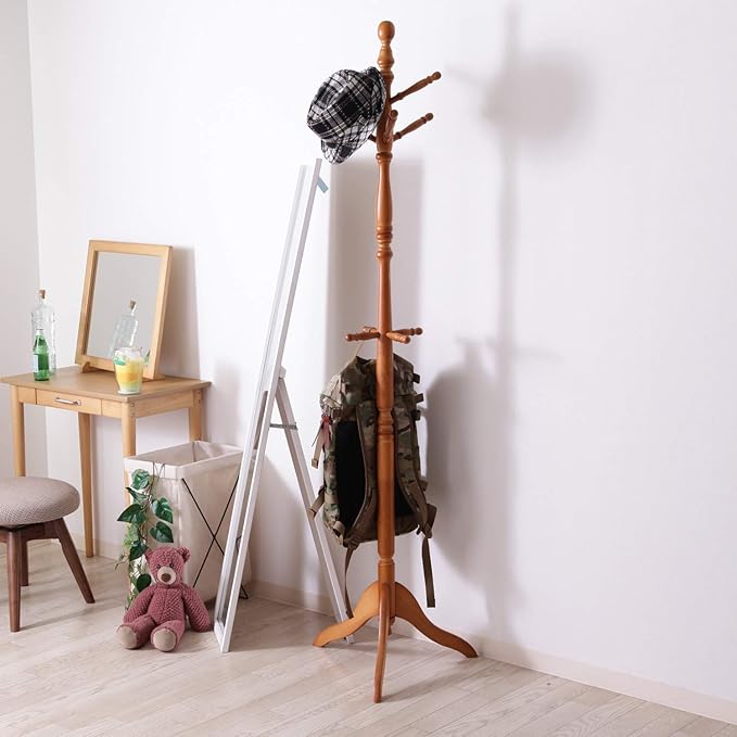 No Double Trade Antique Coat Hangers, Natural Wood, Height 183 cm