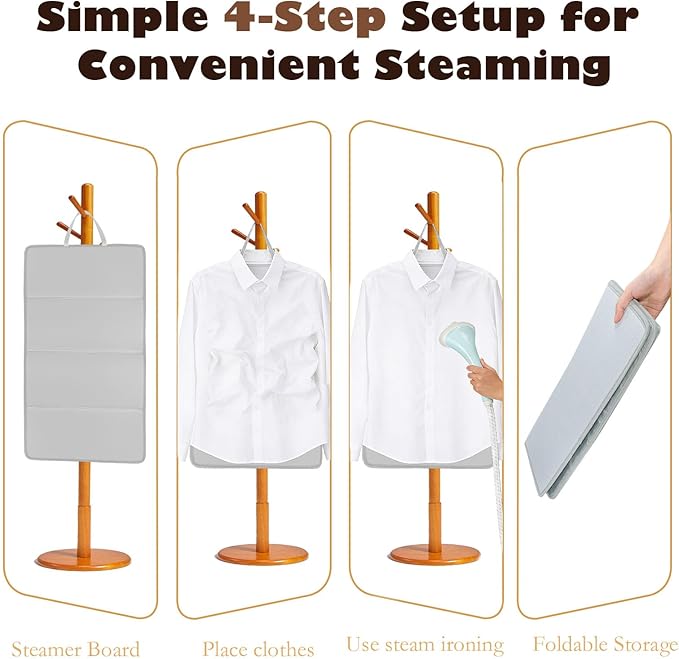 Steamer Board for Clothes, Over The Door Steamer Pad, Compact Hanging Ironing Mat for Shirts and Blouses, Foldable Steam Ironing Board for Table Top, Travel, and Small Space